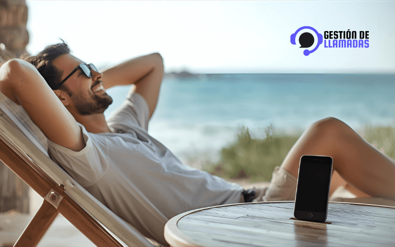 autonomo emprendedor disfrutando vacaciones desconexion digital equilibrio vida trabajo smartphone apagado